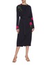 Figure View - Click To Enlarge - DRIES VAN NOTEN - Detachable buckle belt ruched shoulder floral print midi dress
