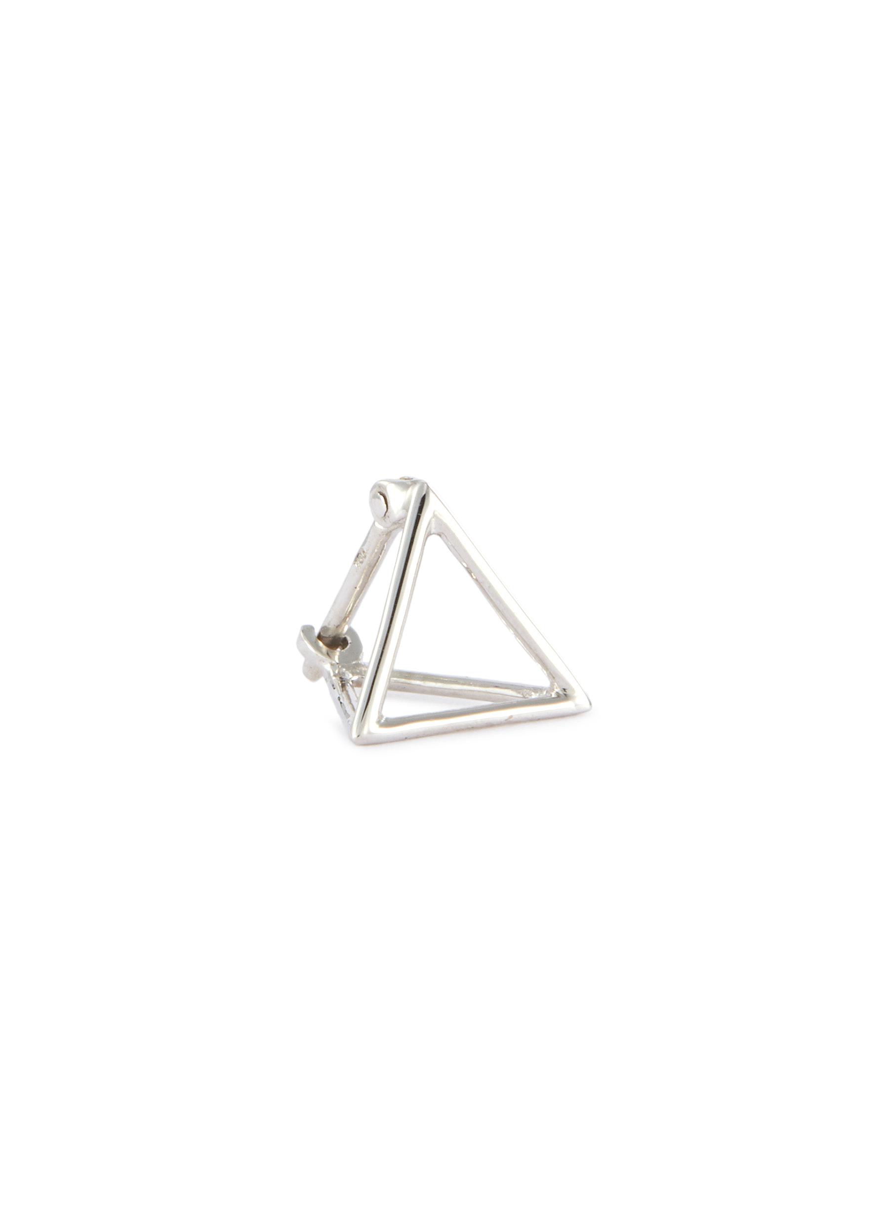 'Triangle' 18k white gold pyramid single earring - 10mm