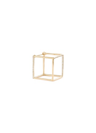 Main View - Click To Enlarge - SHIHARA - 'Square' diamond 18k yellow gold cube single earring – 15mm