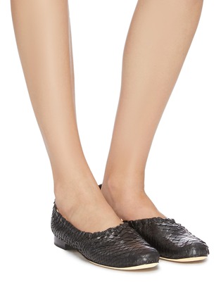 Figure View - Click To Enlarge - RODO - High Throat python leather ballet flats
