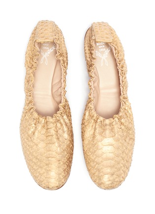 Detail View - Click To Enlarge - RODO - 'High Throat' metallic python leather ballet flats
