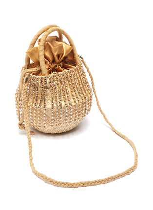 Detail View - Click To Enlarge - LE NINÈ - 'Luxury Nina' small glass crystal fringe basket bag