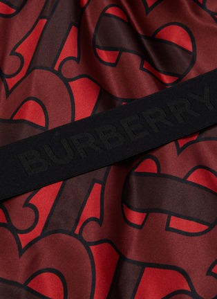  - BURBERRY - Monogram archive print oversized silk satin puffer cape