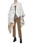 Figure View - Click To Enlarge - BURBERRY - Unicorn archive print oversized silk satin puffer cape