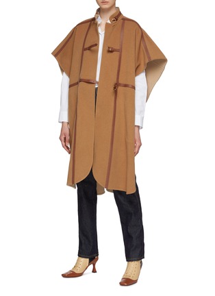 Figure View - Click To Enlarge - BURBERRY - Leather harness melton cape