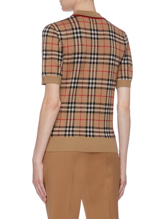 Back View - Click To Enlarge - BURBERRY - Vintage check Merino wool knit polo shirt