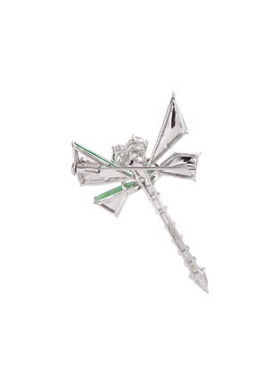 Figure View - Click To Enlarge - SAMUEL KUNG - Diamond jade 18k white gold brooch