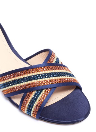 Detail View - Click To Enlarge - RODO - Strass stripe cross strap satin sandals
