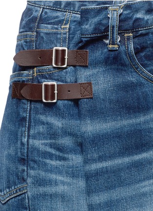Detail View - Click To Enlarge - 72951 - Foldover front leather strap oversized jeans