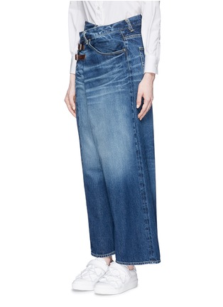 Front View - Click To Enlarge - 72951 - Foldover front leather strap oversized jeans