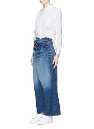 Figure View - Click To Enlarge - 72951 - Foldover front leather strap oversized jeans