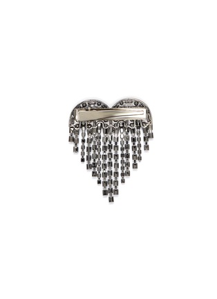 Figure View - Click To Enlarge - VENNA - Glass crystal fringe heart hair clip