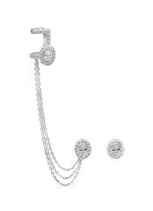 Main View - Click To Enlarge - MESSIKA - 'Rock Amazone' diamond 18k white gold asymmetric earring and cuff set