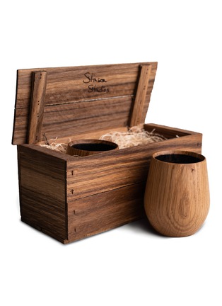 Main View - Click To Enlarge - STINSON STUDIO - Oak whiskey tumbler gift crate set of two