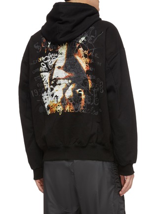Back View - Click To Enlarge - DOUBLET - 'Horror' face print slogan embroidered hoodie