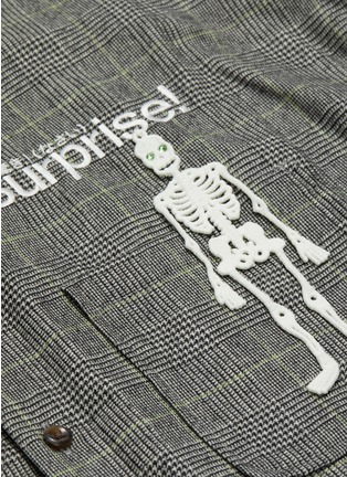  - DOUBLET - 'Surprise' slogan embroidered skeleton appliqué houndstooth check plaid shirt