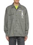 Main View - Click To Enlarge - DOUBLET - 'Surprise' slogan embroidered skeleton appliqué houndstooth check plaid shirt
