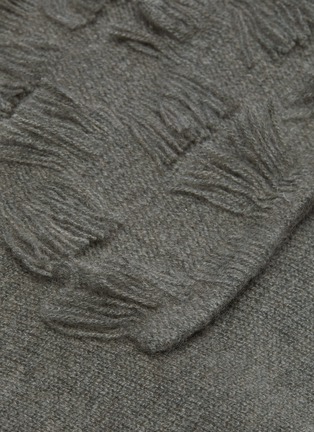 Detail View - Click To Enlarge - OYUNA - Seren frayed cashmere cushion cover – Moss