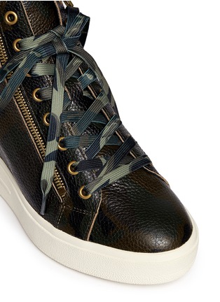 Detail View - Click To Enlarge - ASH - 'Atomic' camouflage print leather wedge sneakers