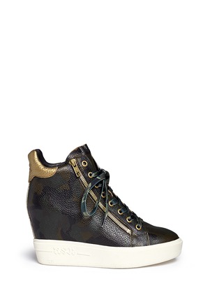 Main View - Click To Enlarge - ASH - 'Atomic' camouflage print leather wedge sneakers