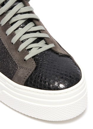 Detail View - Click To Enlarge - P448 - 'John' panelled glitter platform sneakers