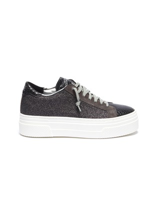 Main View - Click To Enlarge - P448 - 'John' panelled glitter platform sneakers
