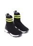 Figure View - Click To Enlarge - STELLA MCCARTNEY - Stripe cuff sock knit high top kids sneakers