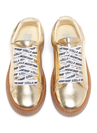 Figure View - Click To Enlarge - STELLA MCCARTNEY - Logo lace faux leather platform kids sneakers