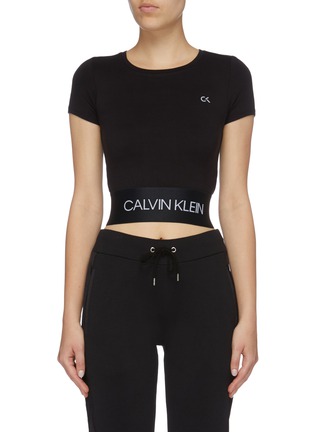 Main View - Click To Enlarge - CALVIN KLEIN PERFORMANCE - Logo waistband performance cropped T-shirt