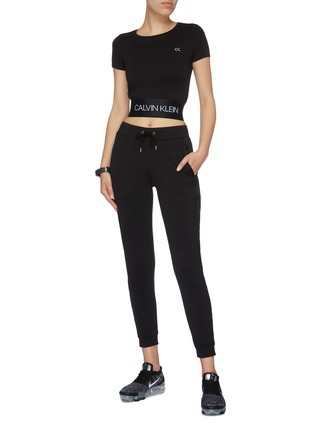 Figure View - Click To Enlarge - CALVIN KLEIN PERFORMANCE - Logo waistband performance cropped T-shirt
