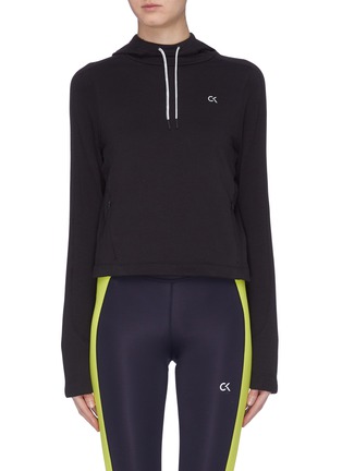 Main View - Click To Enlarge - CALVIN KLEIN PERFORMANCE - 'Space Line' drawstring hoodie