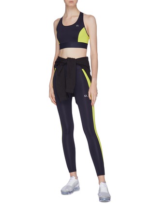 Figure View - Click To Enlarge - CALVIN KLEIN PERFORMANCE - 'Space Line' stripe outseam performance leggings