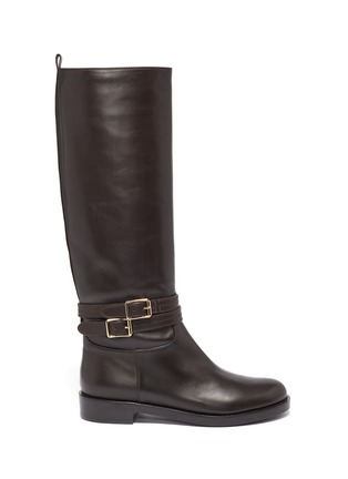 Main View - Click To Enlarge - GIANVITO ROSSI - 'Manor' buckled knee high leather boots