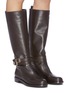 Figure View - Click To Enlarge - GIANVITO ROSSI - 'Manor' buckled knee high leather boots