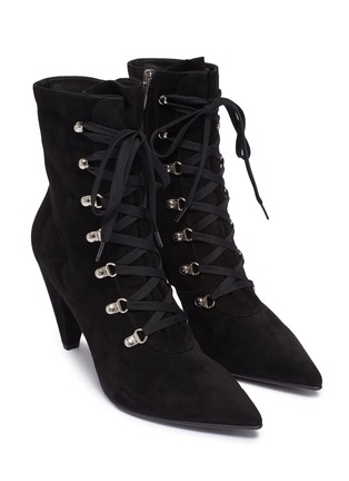 Detail View - Click To Enlarge - GIANVITO ROSSI - 'Waterloo' lace-up suede ankle boots