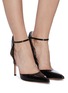 Figure View - Click To Enlarge - GIANVITO ROSSI - Frill polka dot mesh leather d'orsay pumps