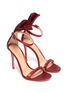 Detail View - Click To Enlarge - GIANVITO ROSSI - 'Belvedere' pleated panel ankle strap lamé sandals