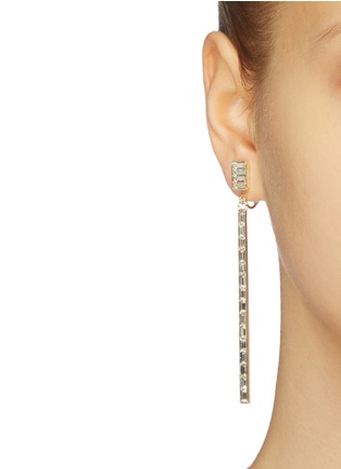 Figure View - Click To Enlarge - KENNETH JAY LANE - Glass crystal linear drop clip earrings