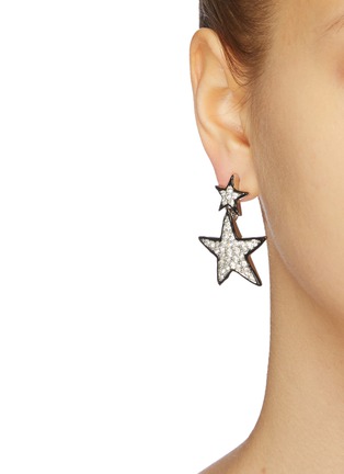 Figure View - Click To Enlarge - KENNETH JAY LANE - Glass crystal star link drop earrings