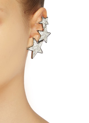 Front View - Click To Enlarge - KENNETH JAY LANE - Glass crystal mismatched star stud earrings