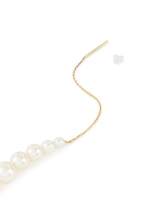 Detail View - Click To Enlarge - BELINDA CHANG - 'Crescendo Chain' freshwater pearl drop 14k gold thread through earrings