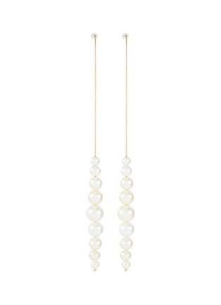 Main View - Click To Enlarge - BELINDA CHANG - 'Crescendo Chain' freshwater pearl drop 14k gold thread through earrings