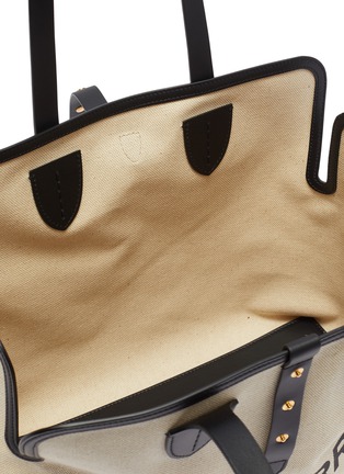 Detail View - Click To Enlarge - BURBERRY - 'The Medium' Horseferry print belt strap canvas tote