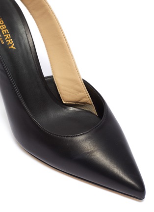 Detail View - Click To Enlarge - BURBERRY - Logo slingback strap leather pumps