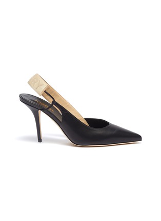 Main View - Click To Enlarge - BURBERRY - Logo slingback strap leather pumps