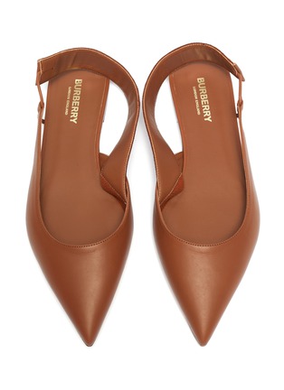Detail View - Click To Enlarge - BURBERRY - Logo slingback leather skimmer flats