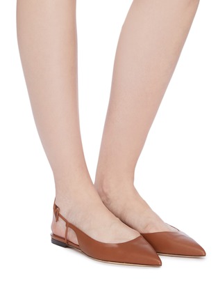 Figure View - Click To Enlarge - BURBERRY - Logo slingback leather skimmer flats