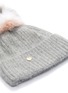 Detail View - Click To Enlarge - YVES SALOMON - Fox fur pompom rib knit beanie