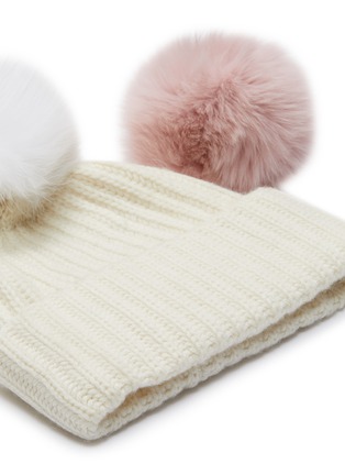 Detail View - Click To Enlarge - YVES SALOMON - Interchangeable fox fur pompom cashmere knit beanie