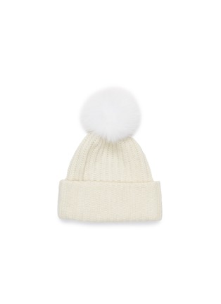 Main View - Click To Enlarge - YVES SALOMON - Interchangeable fox fur pompom cashmere knit beanie
